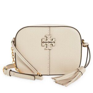 Tory Burch McGraw Leather Crossbody Bag (White)